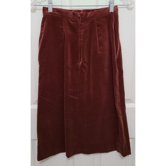 Vtg 70s Bronson of California Midi Skirt Rust Red Velvet Cottagecore Folk Sz 5/6 - Picture 6 of 12